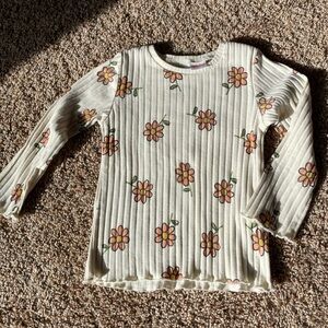 Zara Cream Floral Long Sleeve Kids Top - NWOT